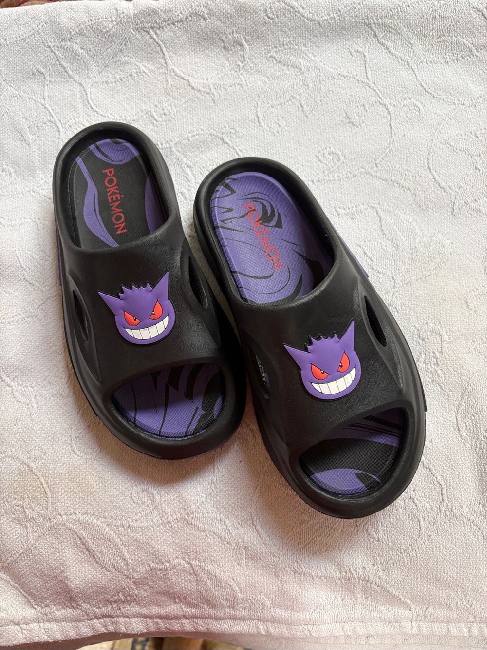 Pokemon Black and Purple Gengar Slide Sandals